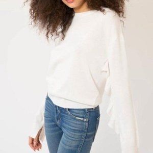 18. John + Jenn ruffle sleeve crew neck sweater cream S